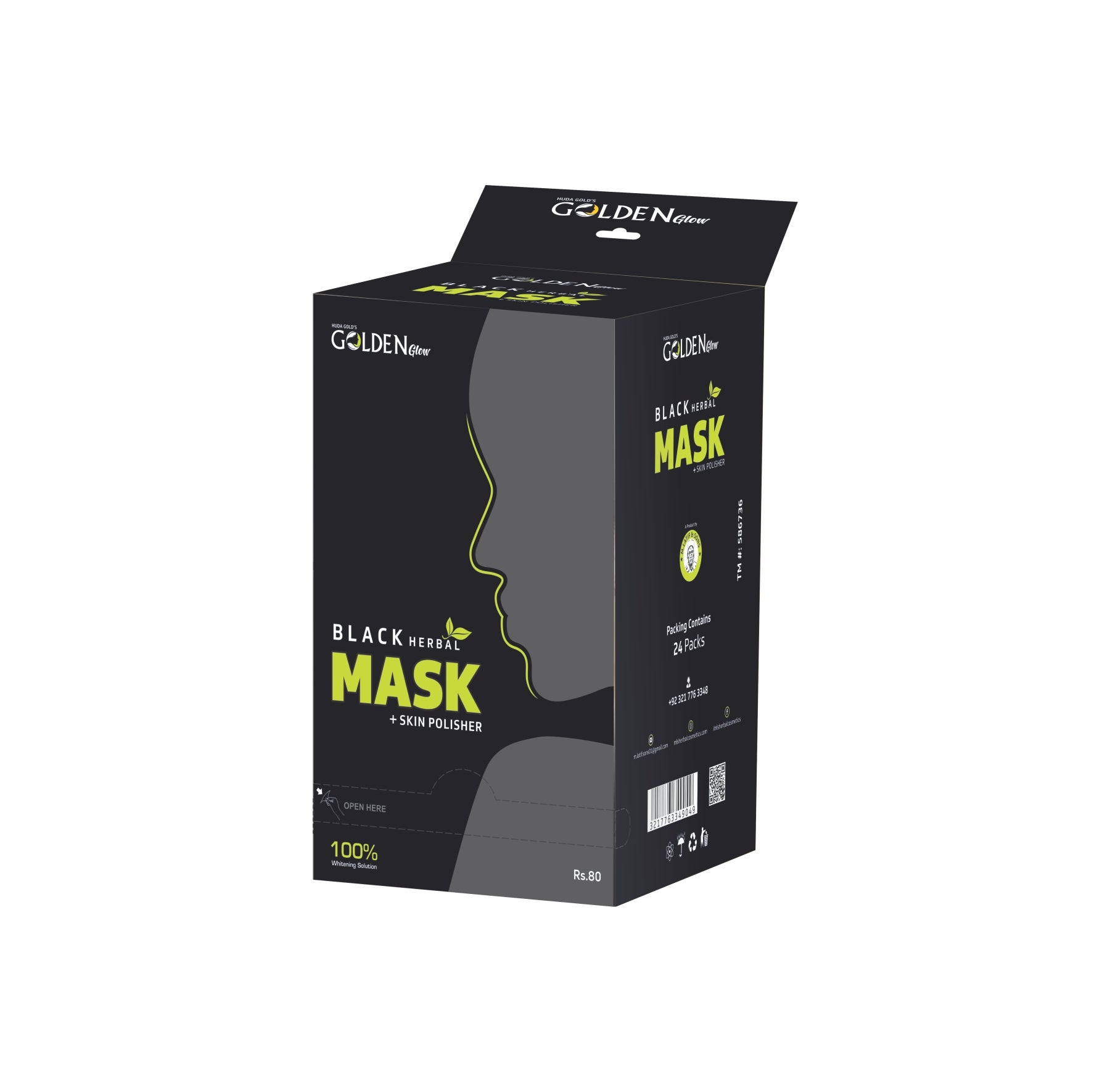 Golden Glow Black Charcoal Face Mask & Skin Polisher – Pack of 24 Sachets | Best Black Herbal Mask in Pakistan