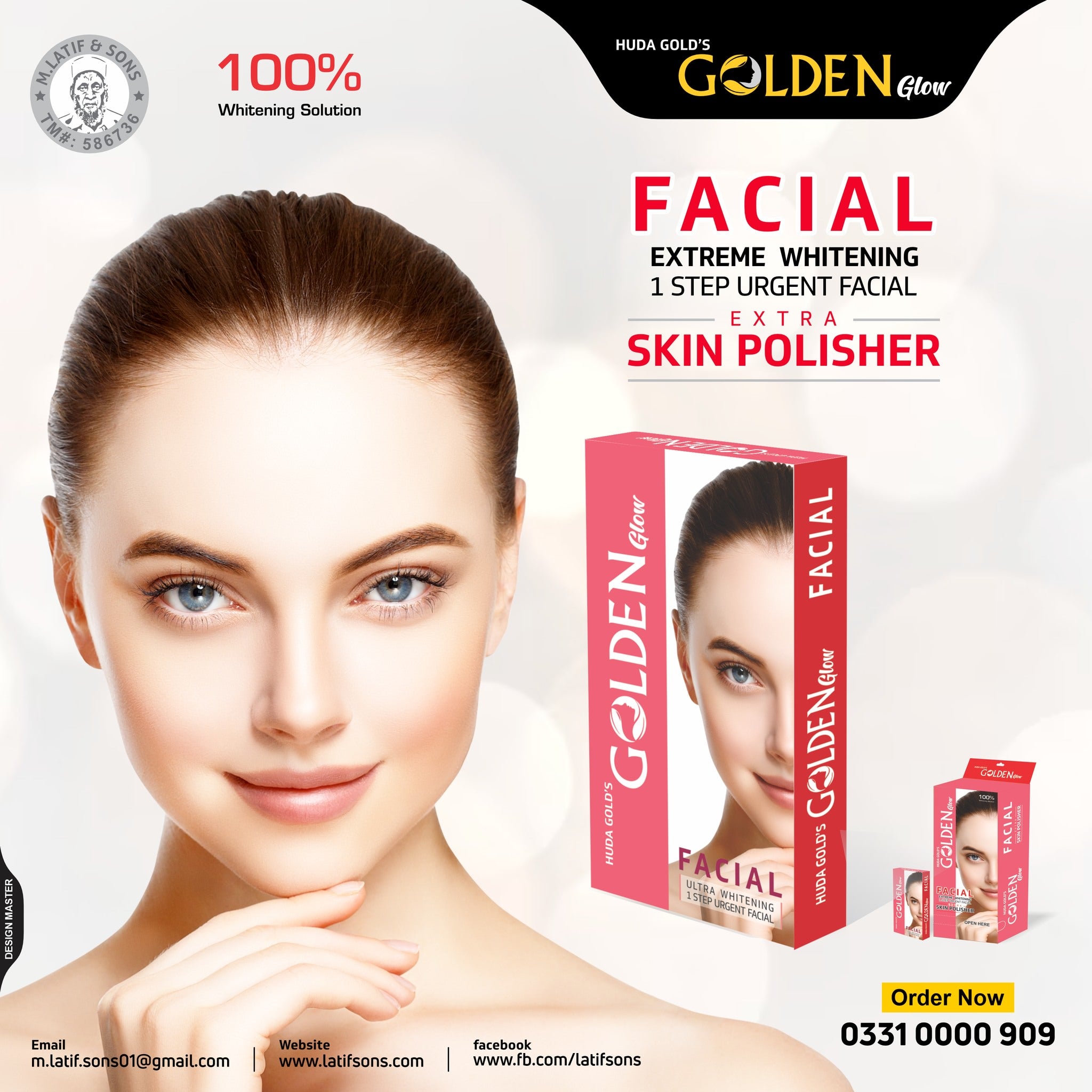 Golden Glow Whitening Urgent Facial Sachet Pack of 24 | 1 Step Facial Skin Polisher | Best Urgent Facial in Pakistan